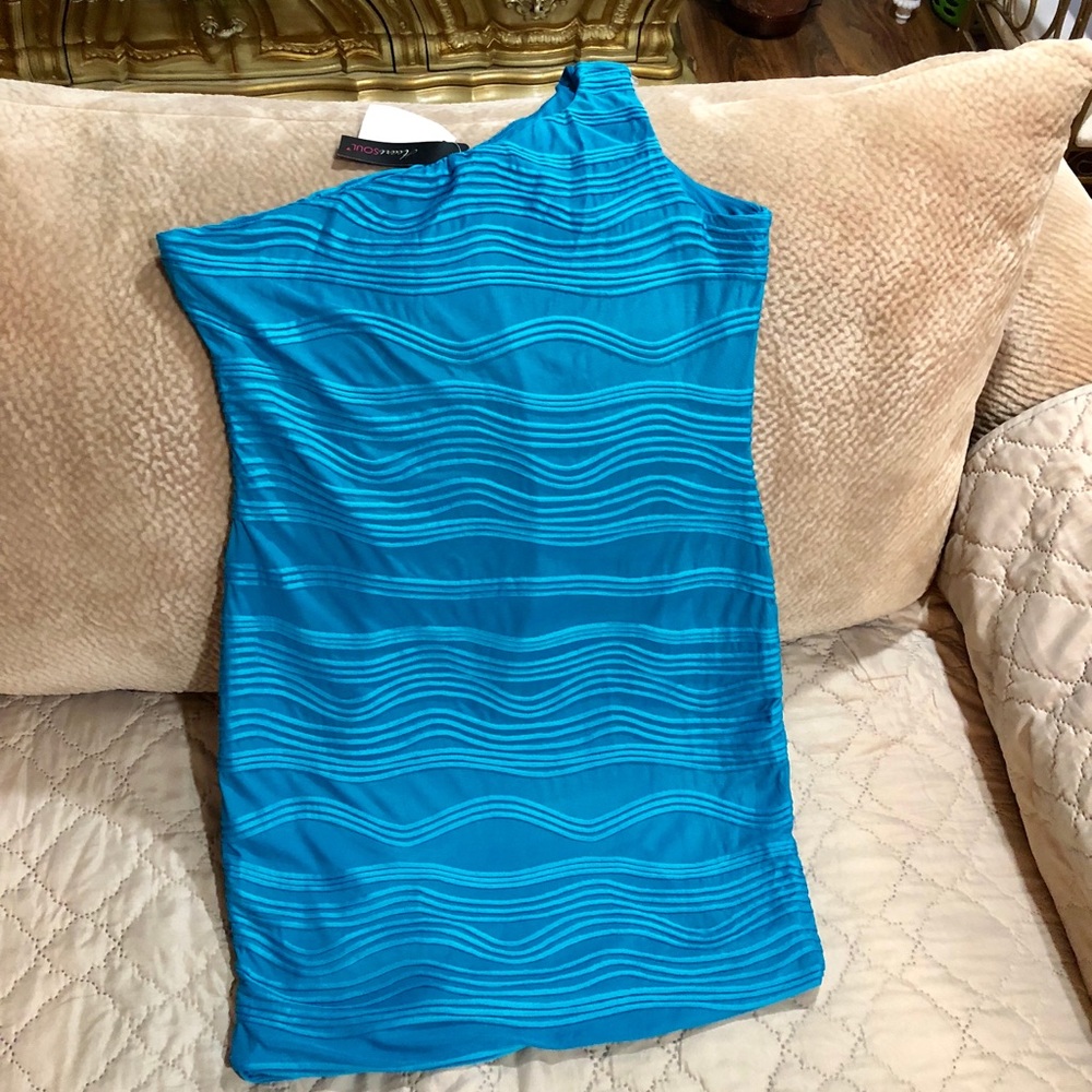 Heart Soul New Turquoise One Shoulder Mini